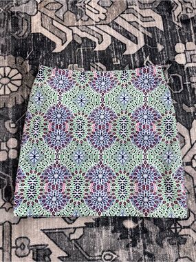 Talbots Size 12P Blue, Green & Pink Geometric Mini Skirt